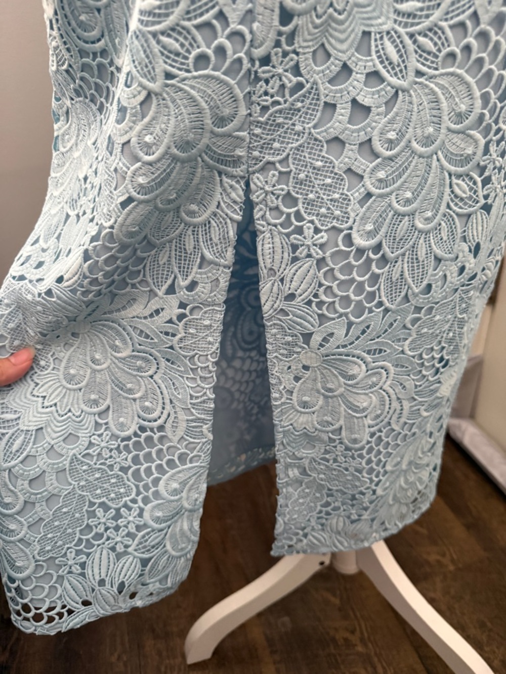 Shoshanna Strapless Light Blue Lace Peplum Midi Dress Kentucky Derby - Picture 5 of 6